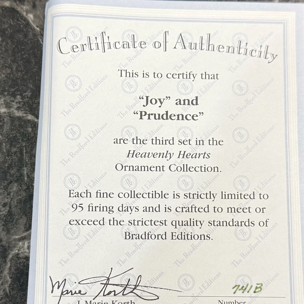 1996 THE BRADFORD EDITIONS “Joy” and “Prudence” Ornaments